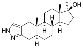станозолол   ІЮПАК   (1S, 3aS, 3bR, 5aS, 10aS, 10bS, 12aS) -1,10a, 12a-trimethyl-1,2,3,3a, 3b, 4,5,5a, 6,7,10,10a, 10b, 11,12,12a-hexadecahydrocyclopenta [5,6] naphtho [1,2-f] indazol-1-ol   Брутто-формула   C21H32N2O   молярна маса   328